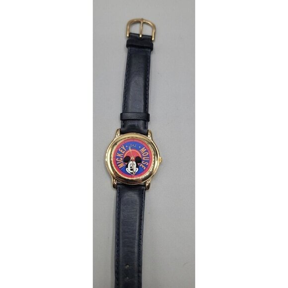 Vintage Disney Mickey Mouse Jaz Watch Rare y121x055 35mm 7" Blue Leather Band - Picture 7 of 16